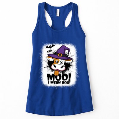 Moo I Mean Boo Funny Ghost Cows Halloween Highland Cow Gift Womens Tank Top