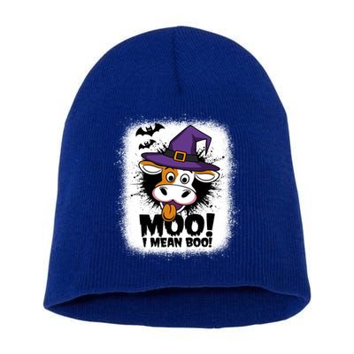Moo I Mean Boo Funny Ghost Cows Halloween Highland Cow Gift Short Acrylic Beanie