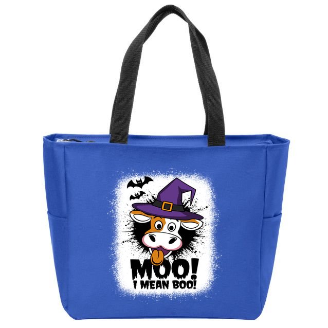 Moo I Mean Boo Funny Ghost Cows Halloween Highland Cow Gift Zip Tote Bag