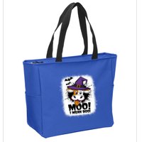 Moo I Mean Boo Funny Ghost Cows Halloween Highland Cow Gift Zip Tote Bag