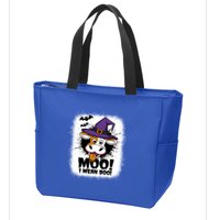 Moo I Mean Boo Funny Ghost Cows Halloween Highland Cow Gift Zip Tote Bag