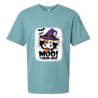 Moo I Mean Boo Funny Ghost Cows Halloween Highland Cow Gift Sueded Cloud Jersey T-Shirt