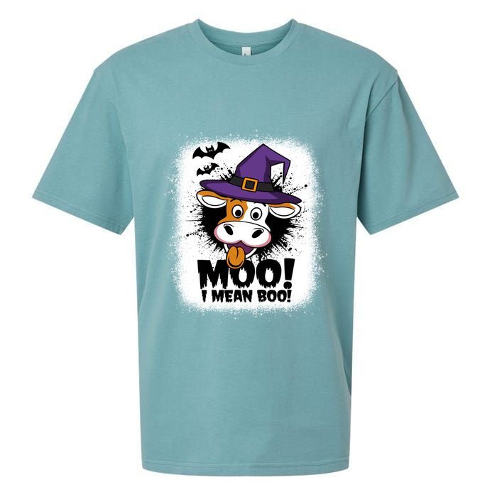 Moo I Mean Boo Funny Ghost Cows Halloween Highland Cow Gift Sueded Cloud Jersey T-Shirt