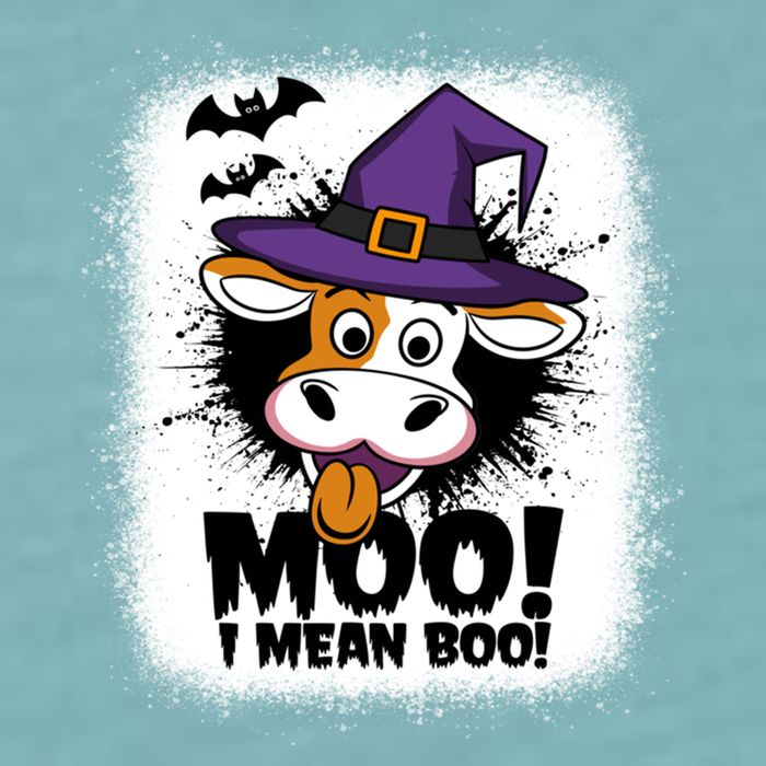 Moo I Mean Boo Funny Ghost Cows Halloween Highland Cow Gift Sueded Cloud Jersey T-Shirt