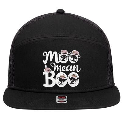 Moo I Mean Boo Spooky Cow Halloween Western Cow Lover Ghost Funny Gift 7 Panel Mesh Trucker Snapback Hat