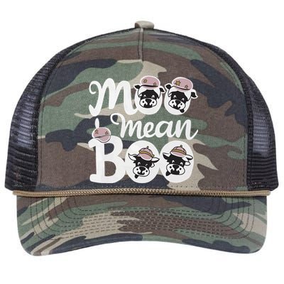 Moo I Mean Boo Spooky Cow Halloween Western Cow Lover Ghost Funny Gift Retro Rope Trucker Hat Cap