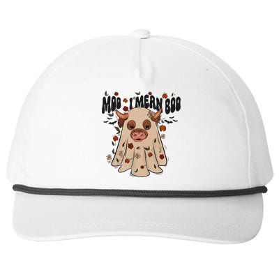 Moo I Mean Boo Funny Halloween Ghost Cow Retro Vintage Style Gift Snapback Five-Panel Rope Hat