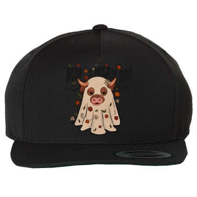 Moo I Mean Boo Funny Halloween Ghost Cow Retro Vintage Style Gift Wool Snapback Cap