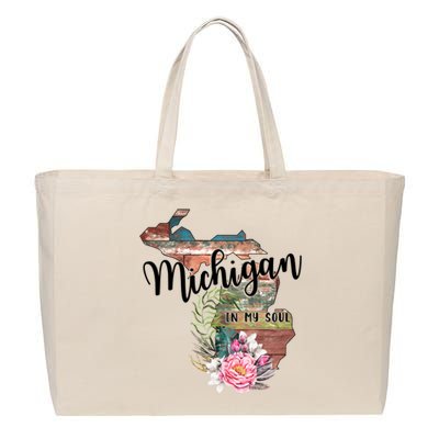 Michigan In My Soul Cotton Canvas Jumbo Tote