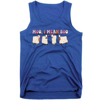 Moo I Mean Boo Ghost Cow Farmer Halloween Party Gift Tank Top