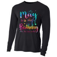 May Is My Birthday Yes The Whole Month Cute May Bday Tie Dye Cooling Performance Long Sleeve Crew