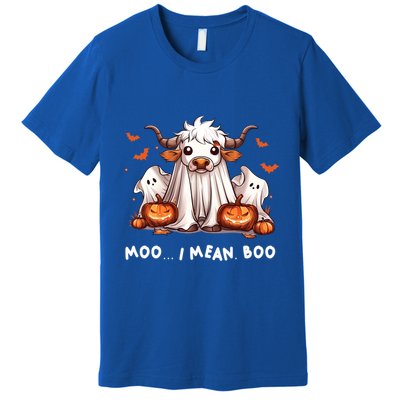 Moo I Mean Boo Ghost Cow Funny Halloween Costume Cow Lovers Gift Premium T-Shirt