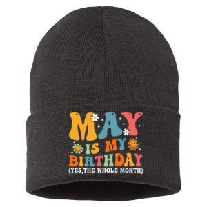 May Is My Birthday Yes The Whole Month May Birthday Groovy Sustainable Knit Beanie