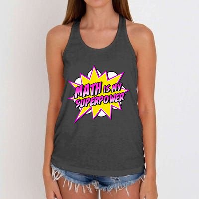 Math Is My Superpower Superhero Comic Algebra Lover Women's Knotted Racerback Tank