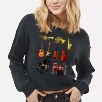 Musical Instruments Cropped Pullover Crew