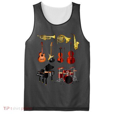 Musical Instruments Mesh Reversible Basketball Jersey Tank