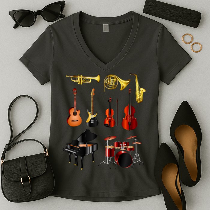 Musical Instruments Women's V-Neck T-Shirt
