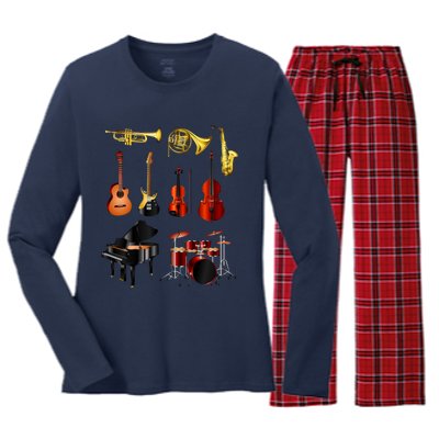 Musical Instruments Women's Long Sleeve Flannel Pajama Set 