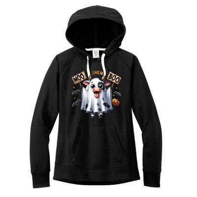 Moo I Mean Boo Ghost Cow Funny Halloween Cool Gift Women's Fleece Hoodie