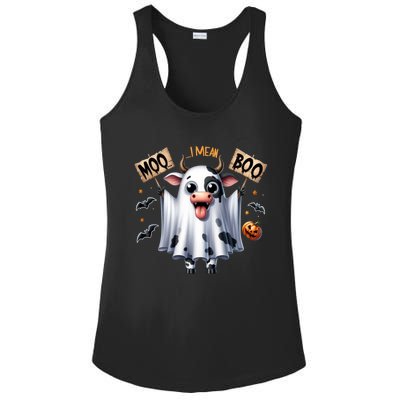 Moo I Mean Boo Ghost Cow Funny Halloween Cool Gift Ladies PosiCharge Competitor Racerback Tank