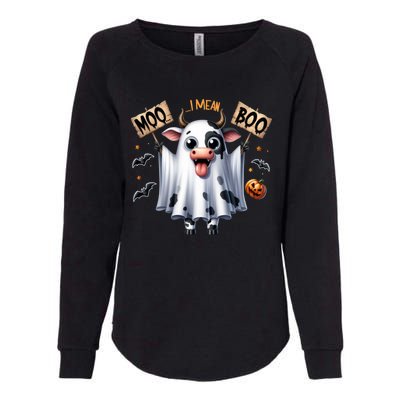 Moo I Mean Boo Ghost Cow Funny Halloween Cool Gift Womens California Wash Sweatshirt