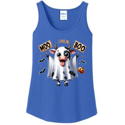 Moo I Mean Boo Ghost Cow Funny Halloween Cool Gift Ladies Essential Tank