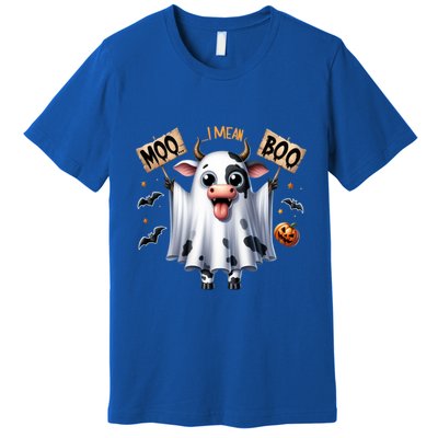 Moo I Mean Boo Ghost Cow Funny Halloween Cool Gift Premium T-Shirt