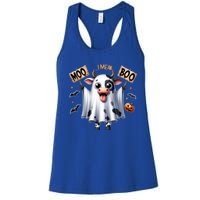 Moo I Mean Boo Ghost Cow Funny Halloween Cool Gift Women's Racerback Tank