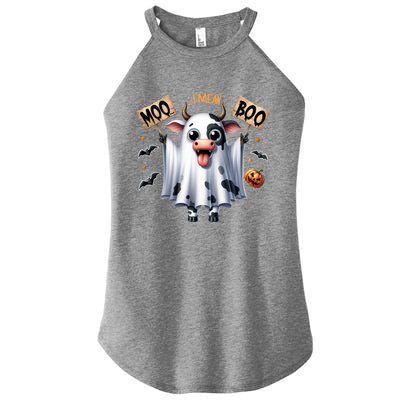 Moo I Mean Boo Ghost Cow Funny Halloween Cool Gift Women's Perfect Tri Rocker Tank