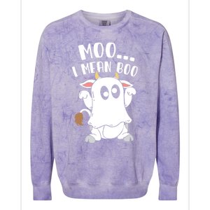 Moo I Mean Boo Ghost Cow Halloween Gift Colorblast Crewneck Sweatshirt