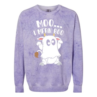 Moo I Mean Boo Ghost Cow Halloween Gift Colorblast Crewneck Sweatshirt