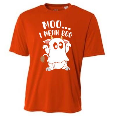 Moo I Mean Boo Ghost Cow Halloween Gift Cooling Performance Crew T-Shirt