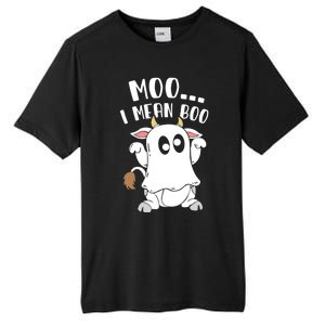 Moo I Mean Boo Ghost Cow Halloween Gift Tall Fusion ChromaSoft Performance T-Shirt