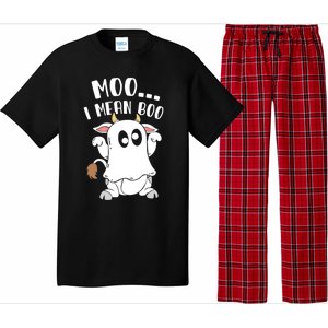 Moo I Mean Boo Ghost Cow Halloween Gift Pajama Set