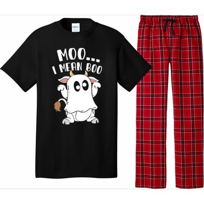 Moo I Mean Boo Ghost Cow Halloween Gift Pajama Set