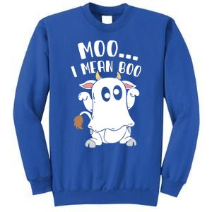 Moo I Mean Boo Ghost Cow Halloween Gift Sweatshirt