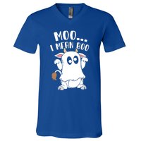 Moo I Mean Boo Ghost Cow Halloween Gift V-Neck T-Shirt