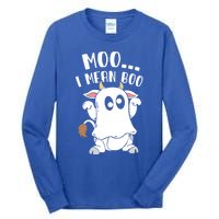 Moo I Mean Boo Ghost Cow Halloween Gift Tall Long Sleeve T-Shirt