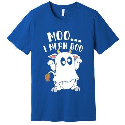 Moo I Mean Boo Ghost Cow Halloween Gift Premium T-Shirt