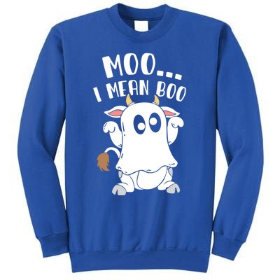 Moo I Mean Boo Ghost Cow Halloween Gift Tall Sweatshirt