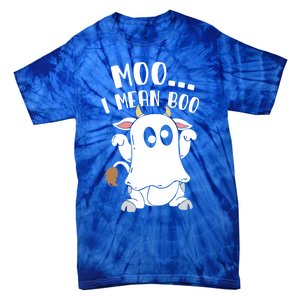 Moo I Mean Boo Ghost Cow Halloween Gift Tie-Dye T-Shirt