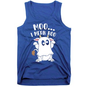 Moo I Mean Boo Ghost Cow Halloween Gift Tank Top