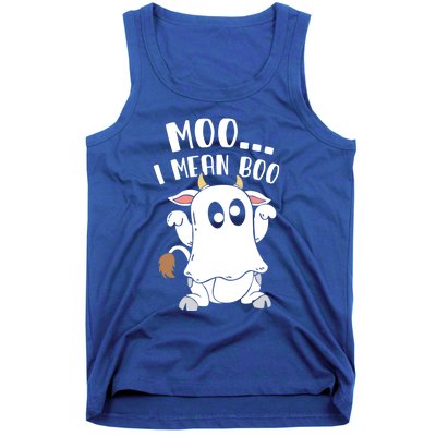 Moo I Mean Boo Ghost Cow Halloween Gift Tank Top