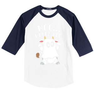 Moo I Mean Boo Ghost Cow Halloween Gift Baseball Sleeve Shirt