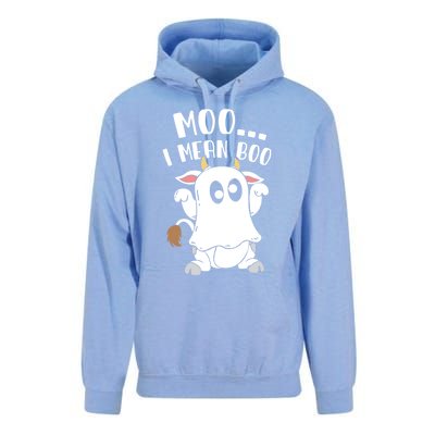 Moo I Mean Boo Ghost Cow Halloween Gift Unisex Surf Hoodie