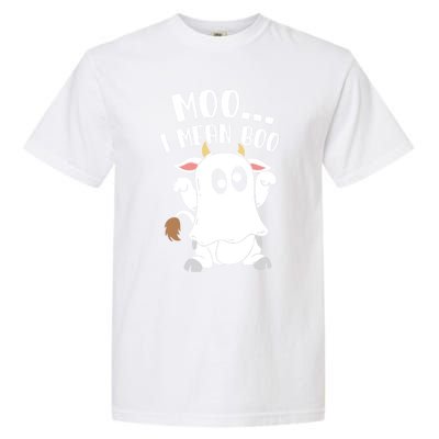 Moo I Mean Boo Ghost Cow Halloween Gift Garment-Dyed Heavyweight T-Shirt