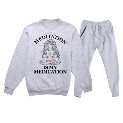 Meditation Is My Medication Kundalini Yoga Chakra Spiritual Premium Crewneck Sweatsuit Set