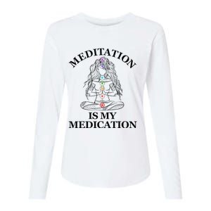 Meditation Is My Medication Kundalini Yoga Chakra Spiritual Womens Cotton Relaxed Long Sleeve T-Shirt