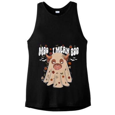 Moo I Mean Boo Funny Halloween Pig Ghost Ladies PosiCharge Tri-Blend Wicking Tank