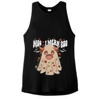 Moo I Mean Boo Funny Halloween Pig Ghost Ladies PosiCharge Tri-Blend Wicking Tank